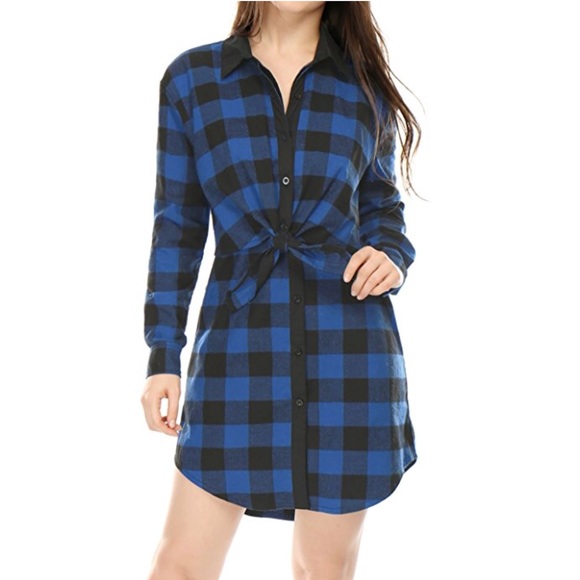 Bohemian Dreams Tops - Plaid Checker Drawstring Waist Boyfriend T-Shirt
